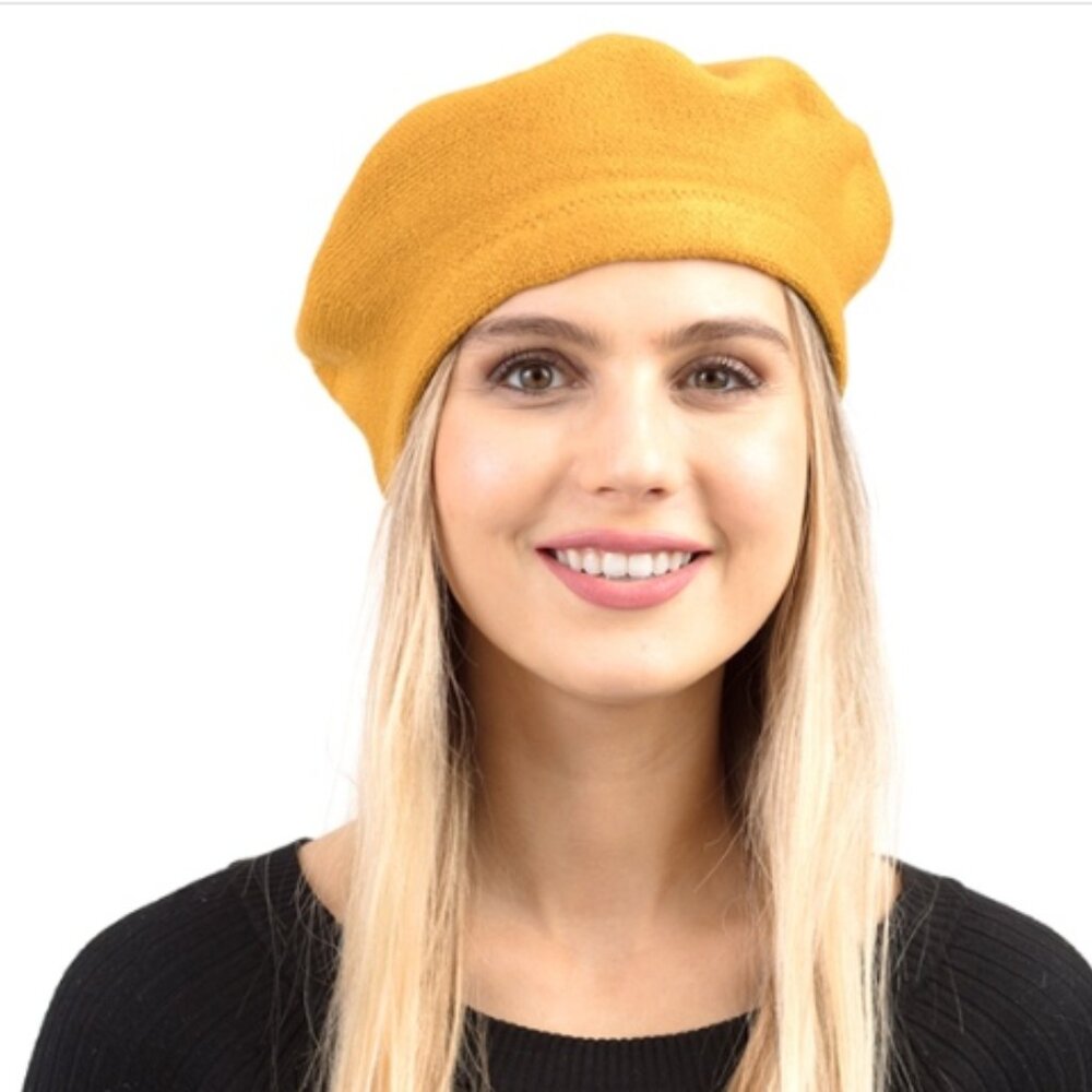 ✨NWT✨ Styline Solid Color Knit Stretch Mustard Beret